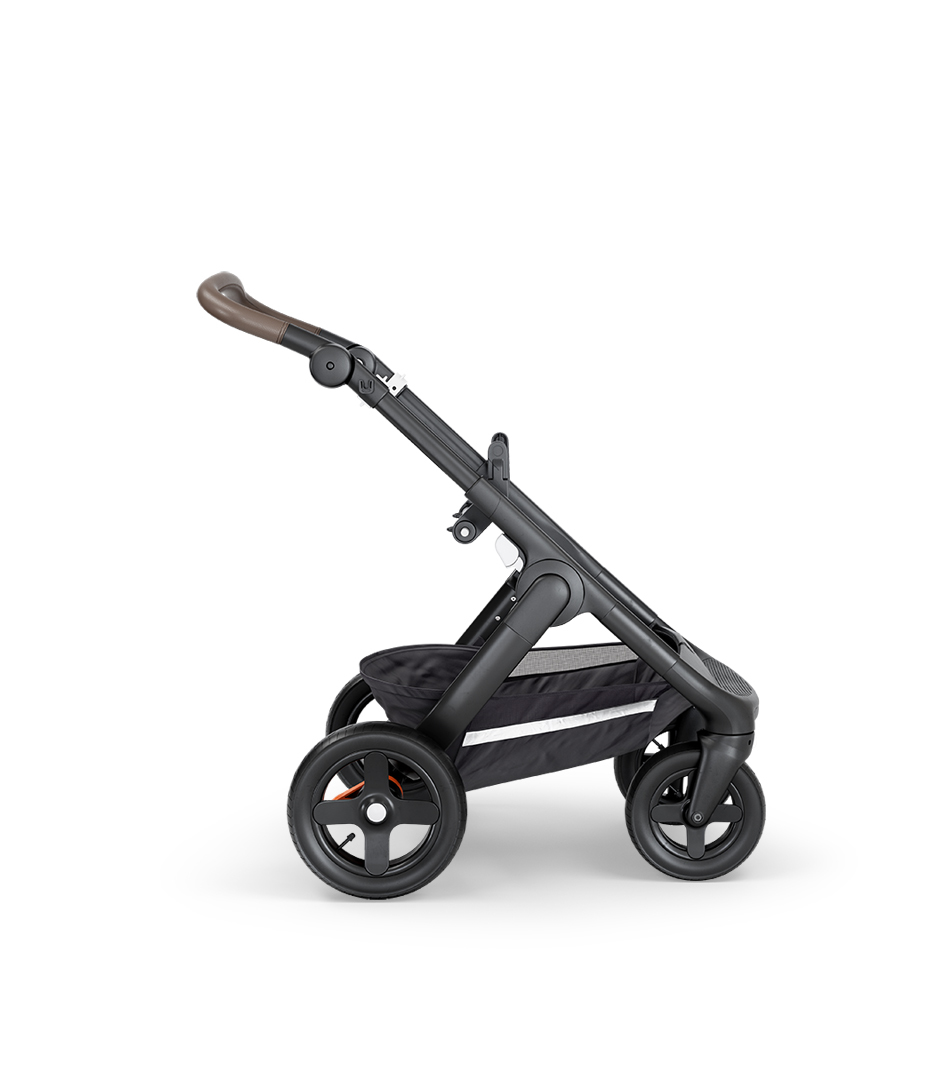 Stokke&reg; Trailz&trade; with Black Chassis, Brown Leatherette and Terrain Wheels.